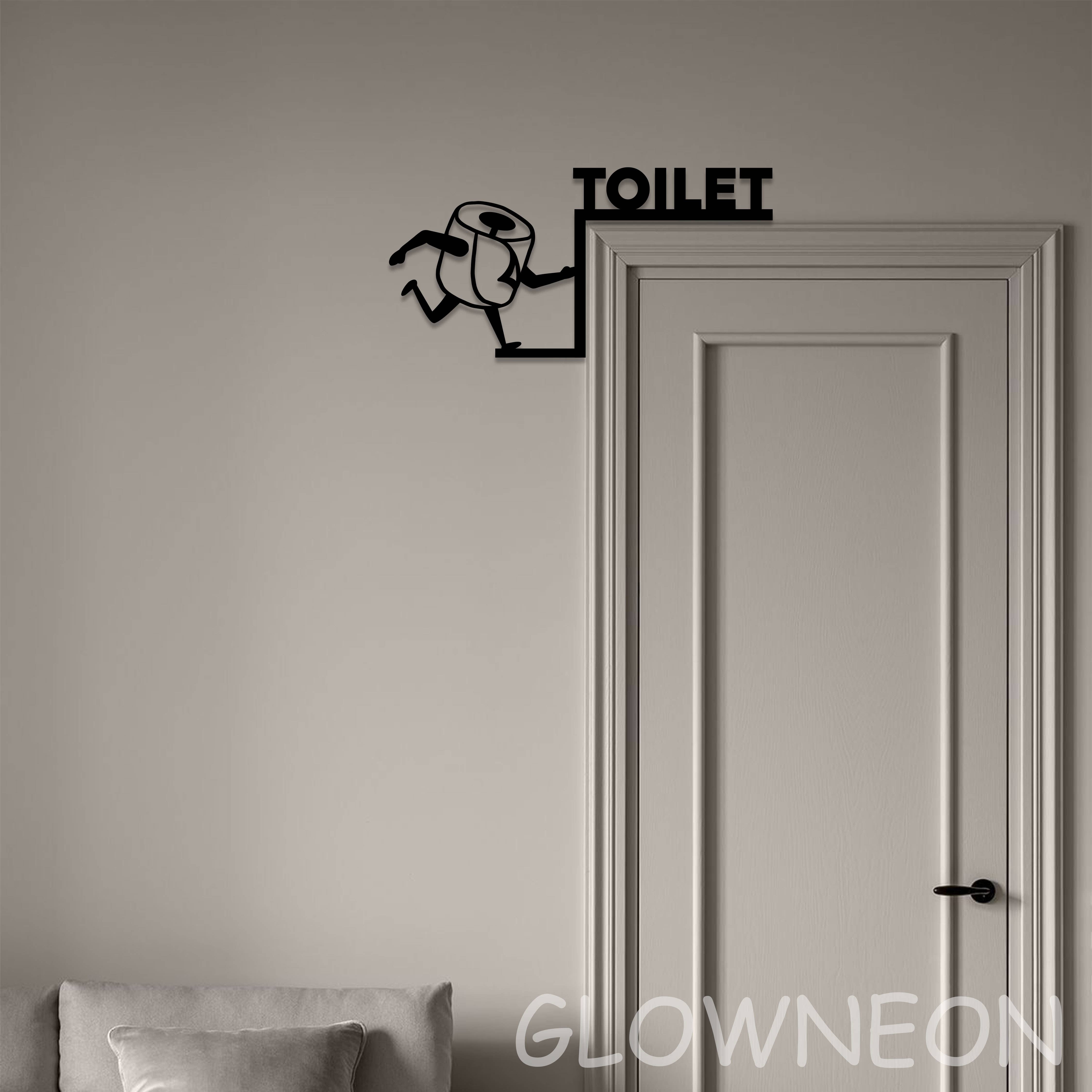 Glow Neon - Wholesale Bathroom Sign - Toilet Paper Restroom Door Corner, Funny Toilet Door Topper2