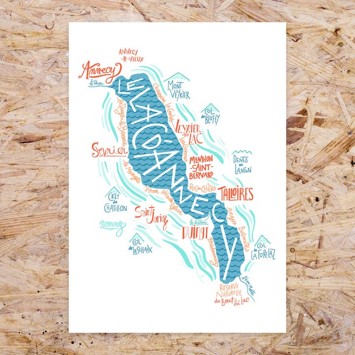 Bnito Shop – wholesale Map – Lake Annecy Illustrated Map