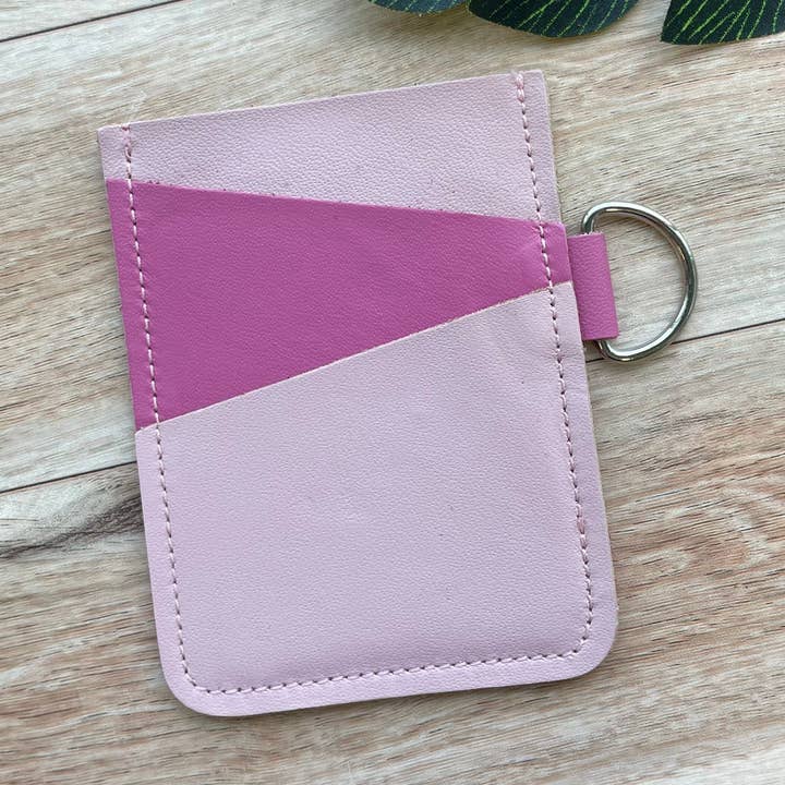 Tarjetero angular de piel con 3 ranuras Tarjetero rosa para venta al por mayor de Mally Designs