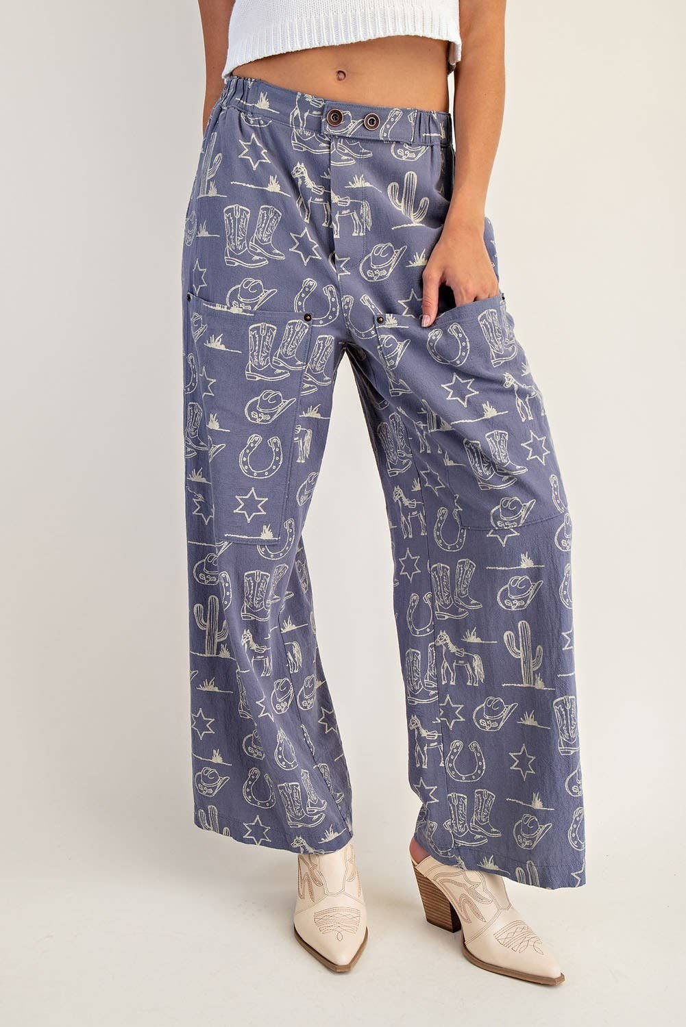 Peace Love Line - Wholesale Pants - Women's - PL8292 - STONE WASHED WESTERN PATCH POCKET PANTS12