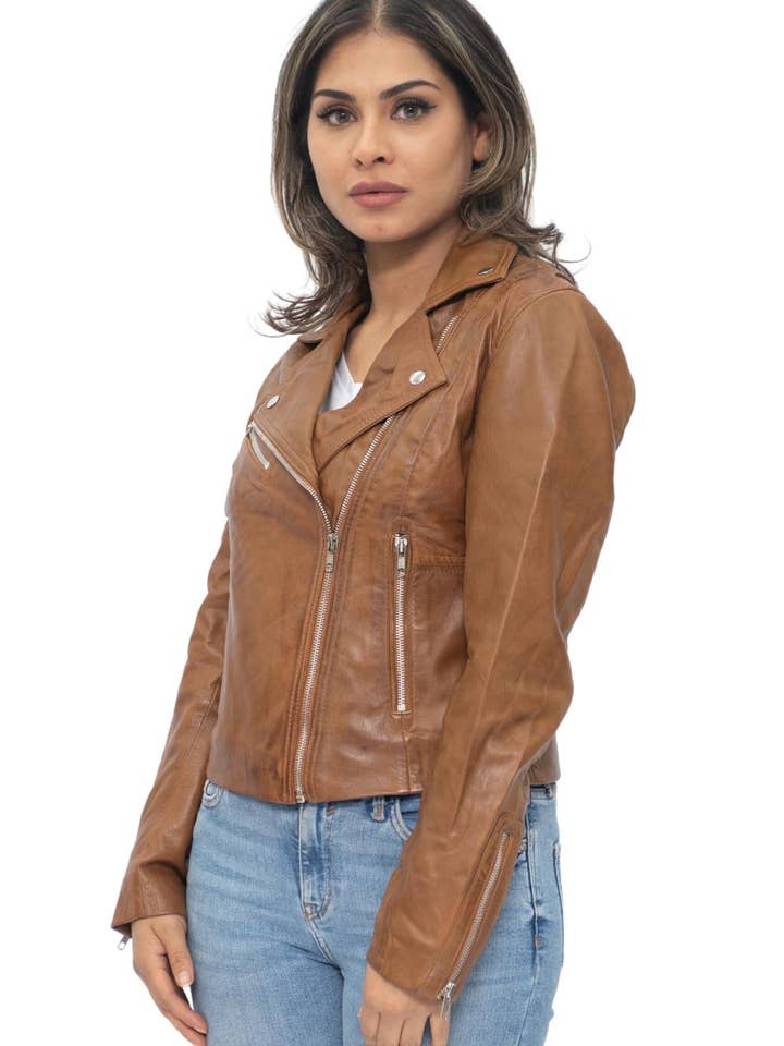 Infinity Leather (Upperclass Fashions Ltd) - Vendita all'ingrosso Giacca in pelle - Donna - Giacca da motociclista in pelle da donna-Zanzibar