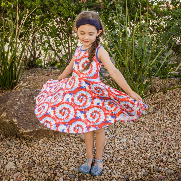 USA Batik Snurrekjole med Lommer for engroshandel hos JustForLittles