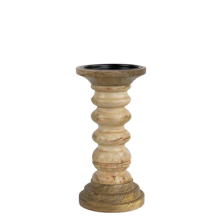 candelabro in legno di mango a coste h20 dia 10cm per la vendita all'ingrosso da parte di Mars & More - Brand of B Living