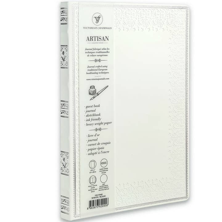 Artisan Writing Wedding Book, Sketchbook & Guestbook (White) for wholesale by Victoria's Journals
