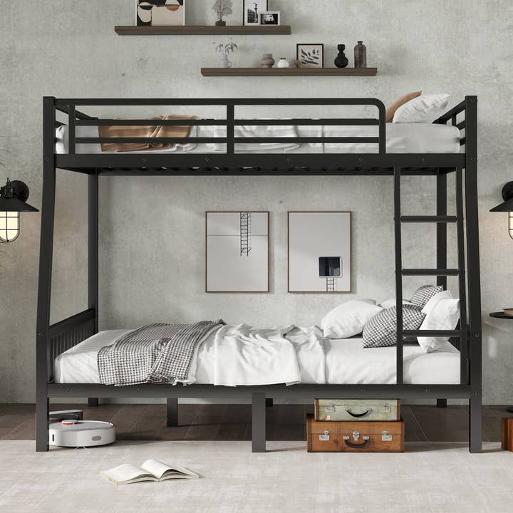 39F Inc. - Wholesale Bed - Full XL Over Queen Metal Bunk Bed with Ladder, Black7
