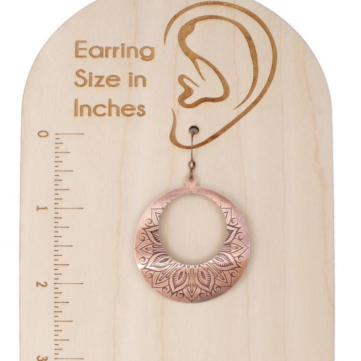 Pillar of Salt Studio - Wholesale Dangle Earrings - Copper Mandala Agogo Hoop Handmade Earrings5