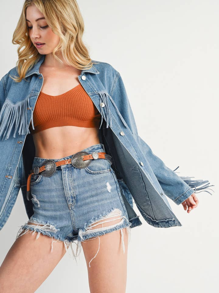 Bluivy - Vendita all'ingrosso Giacca - Donna - Giacca in denim western con frange e bottoni - confezione aperta32