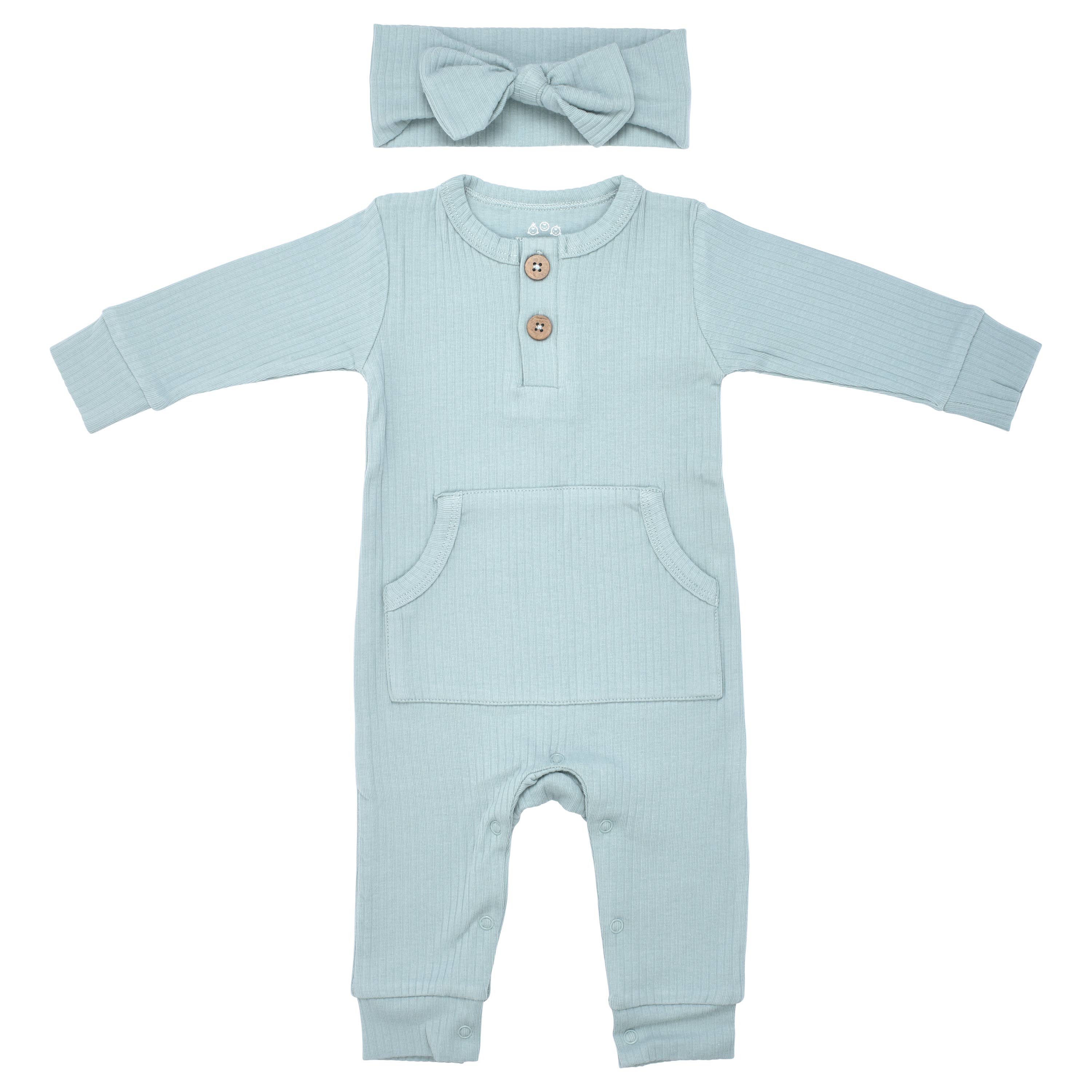 Three Little Tots - Wholesale Jumpsuit - Baby - Baby Ribbed Playsuit with Pockets and Bow39