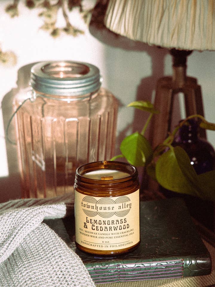 Lemongrass And Cedarwood Soy & Beeswax Candle With Pure Esse for wholesale by Townhouse Alley