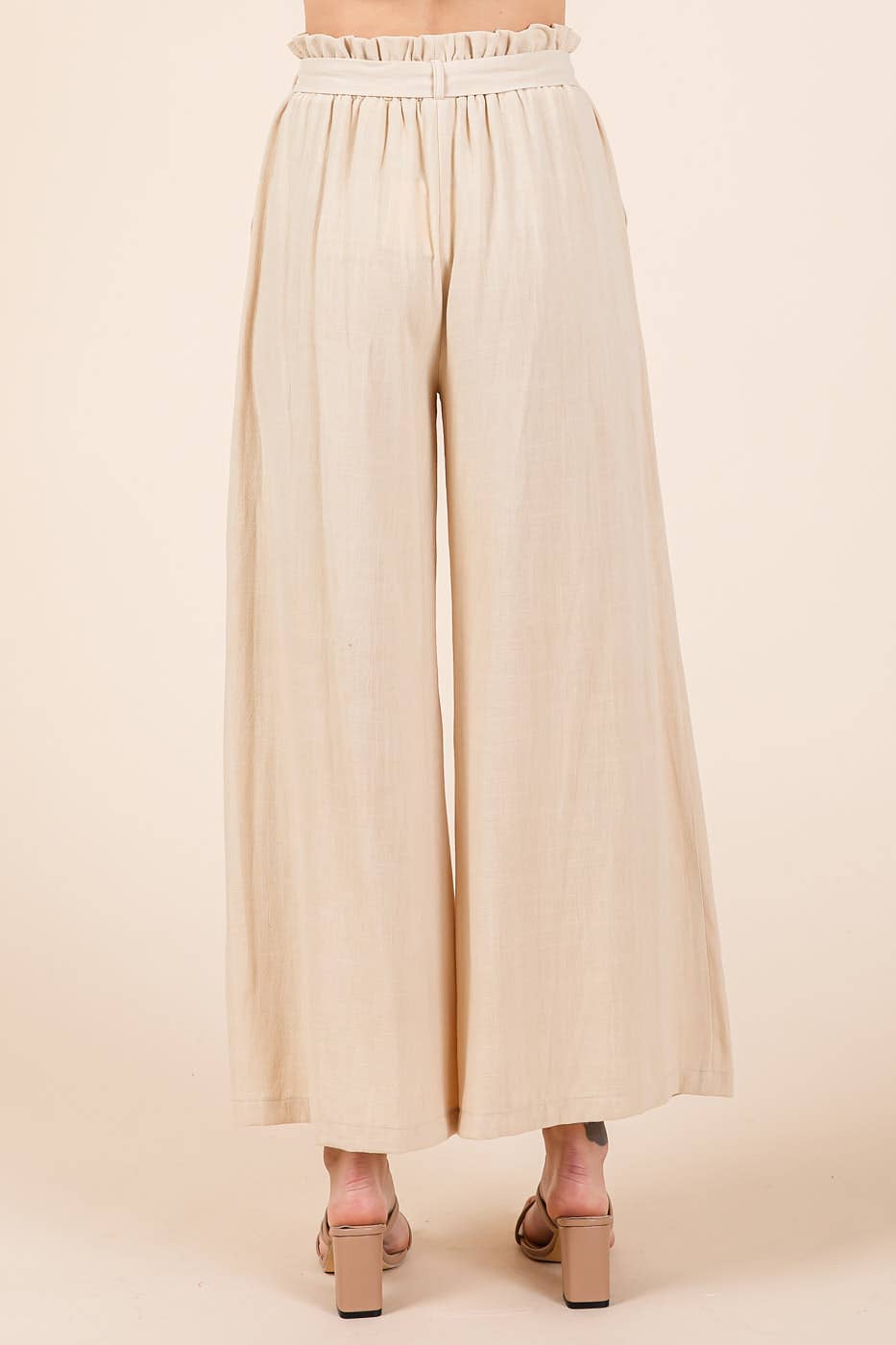 mittoshop - Wholesale Pants - Women's - PAPER BAG TIE DETAIL WIDE LEG PANTS38