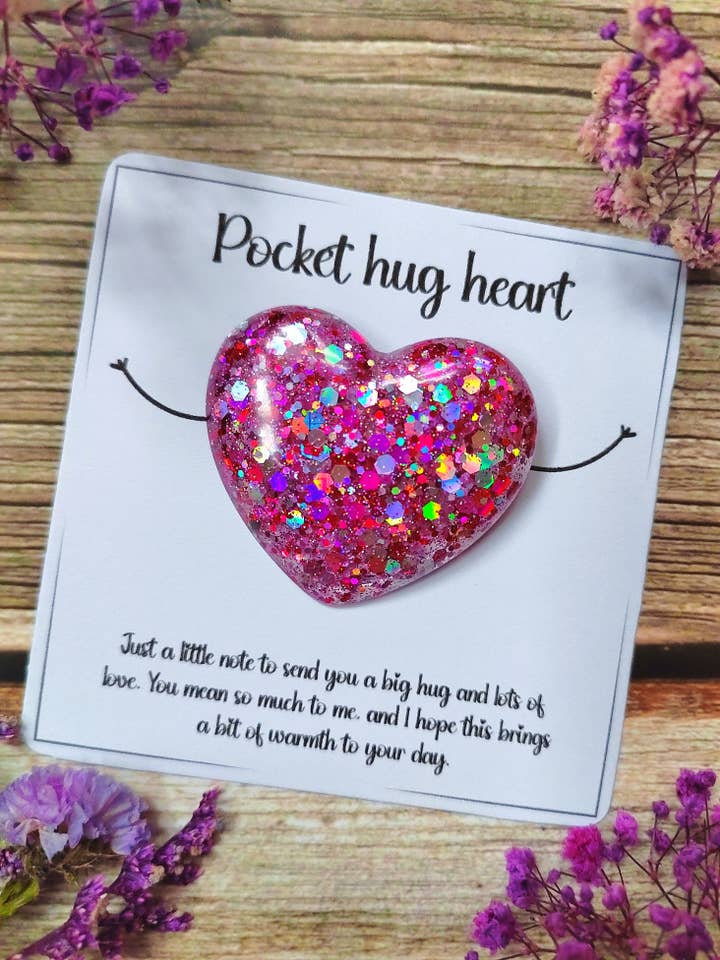 Coração de abraço de bolso de resina, presente de gratidão, cartão de amizade por atacado de Colourful CeCe