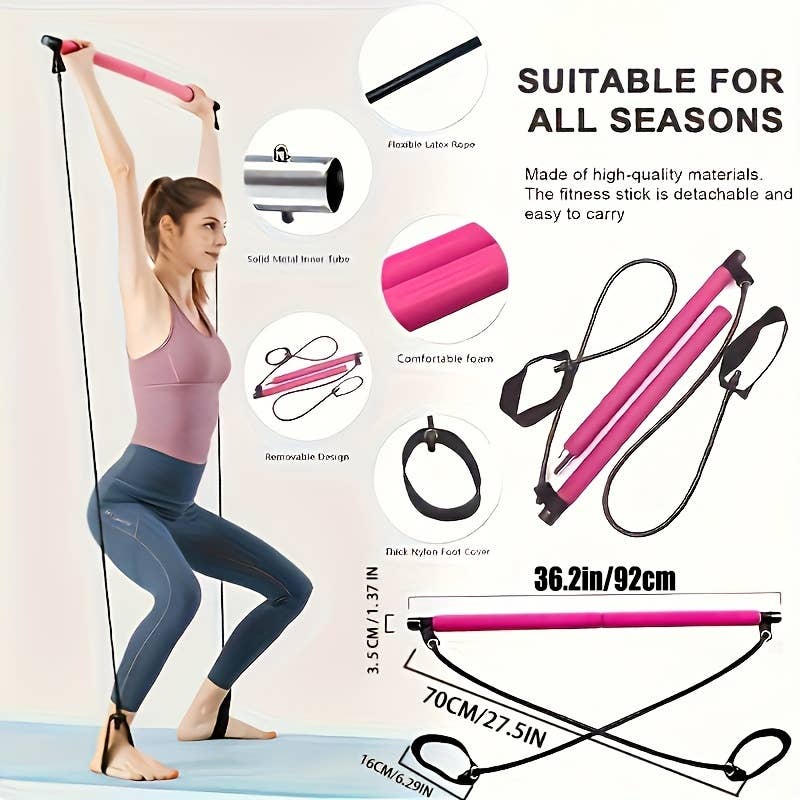 Shop Celino - Wholesale Fitness Equipment - 1pc Multifunctional Pilates Bar Kit with Resistance Bands2