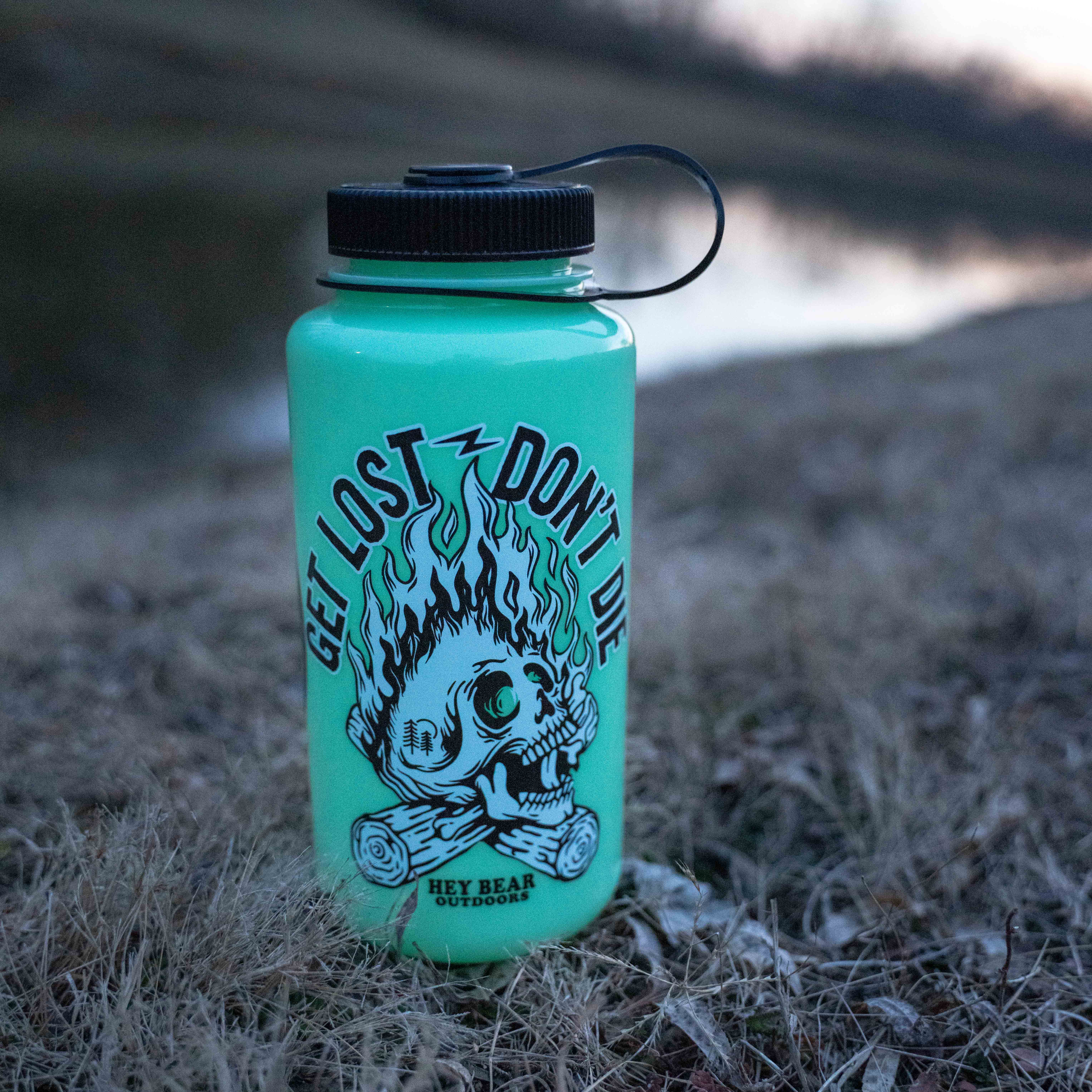 Hey Bear Outdoors - Wholesale Water Bottle - Get Lost - Don't Die Glow Green Nalgene 32oz Water Bottle6