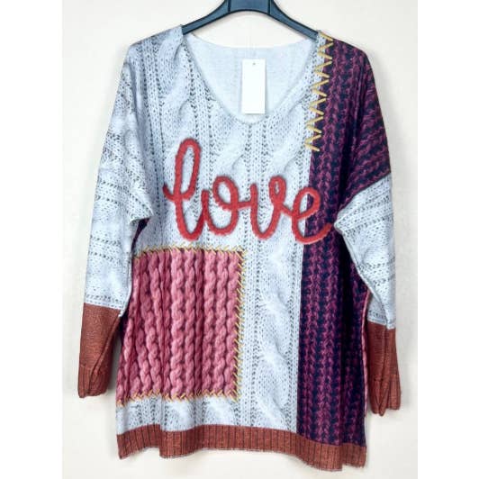 POLO Italian Cozy Gray LOVE Sweater One Size LOOWIE for wholesale by LOOWIE