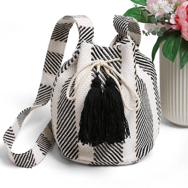 Fashion City – Engroshandel Crossbodytaske - Dame – Crossbody spandetaske med stribet mønster og kvaster17