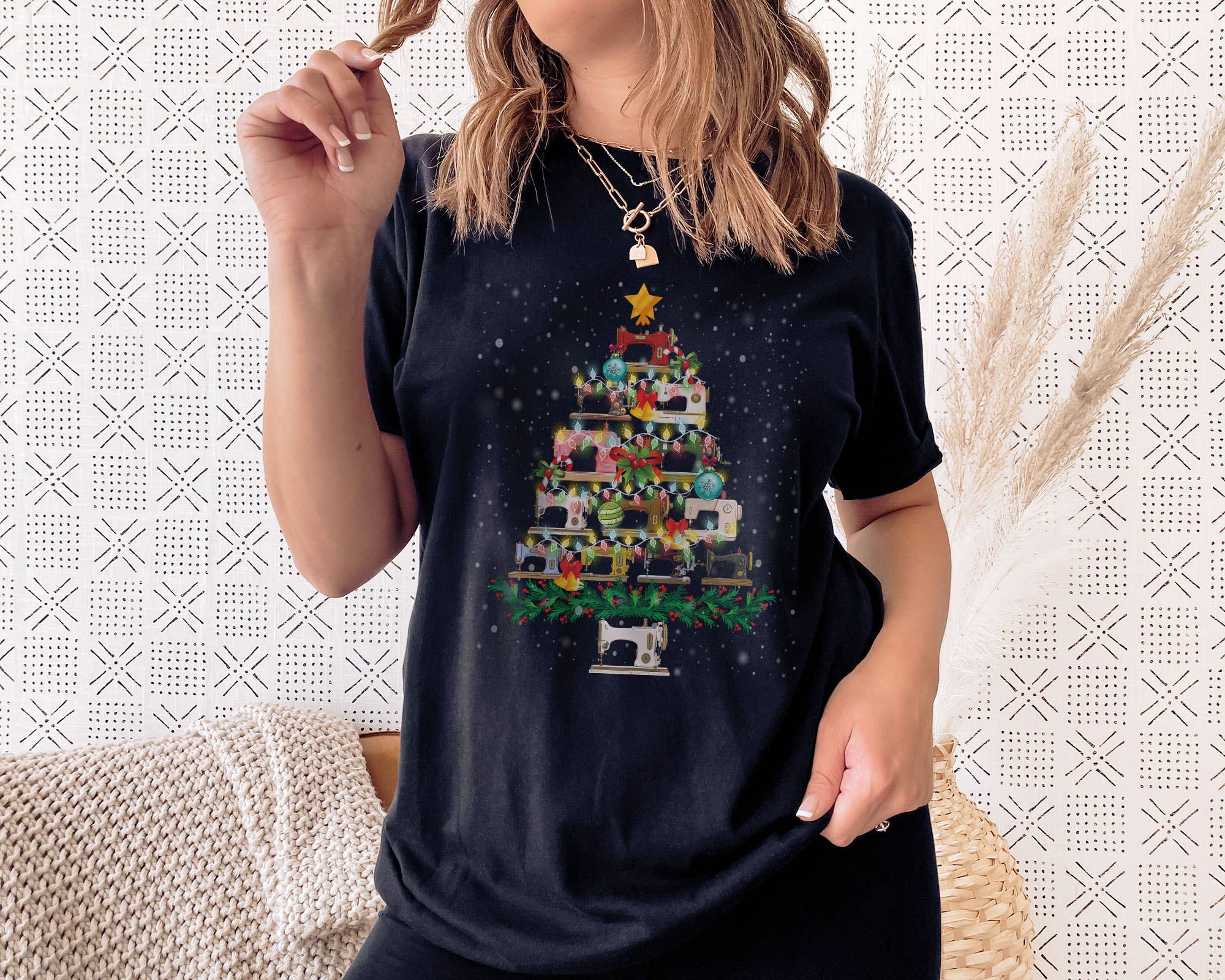 NVC Ecommerce LLC - Wholesale Graphic Sweatshirt - Women's - Sewing Machines Christmas Tree Shirt, Tailor Gift, Sew Lover0