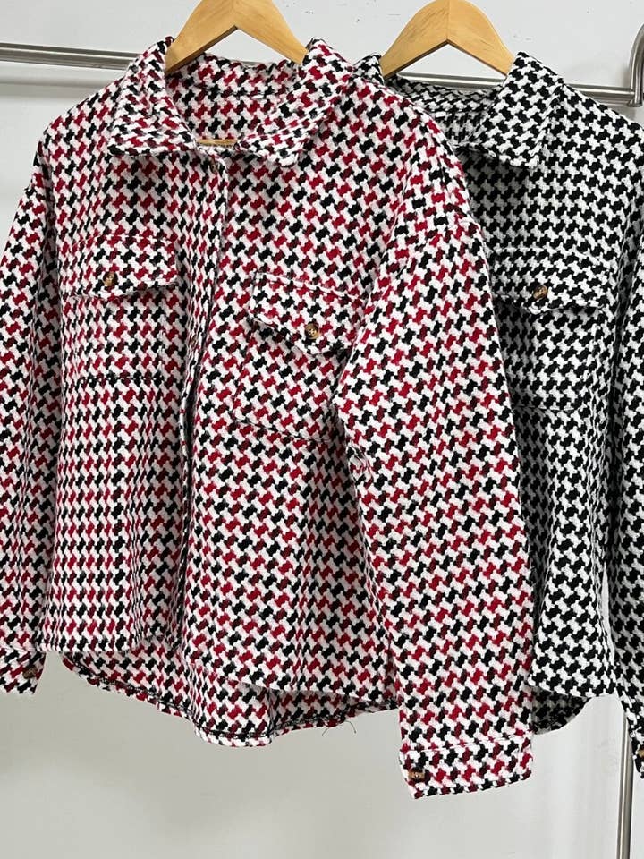 HIDDENBRAND - Wholesale Jacket - Women's - Classic Houndstooth Loose Lapel Jacket1