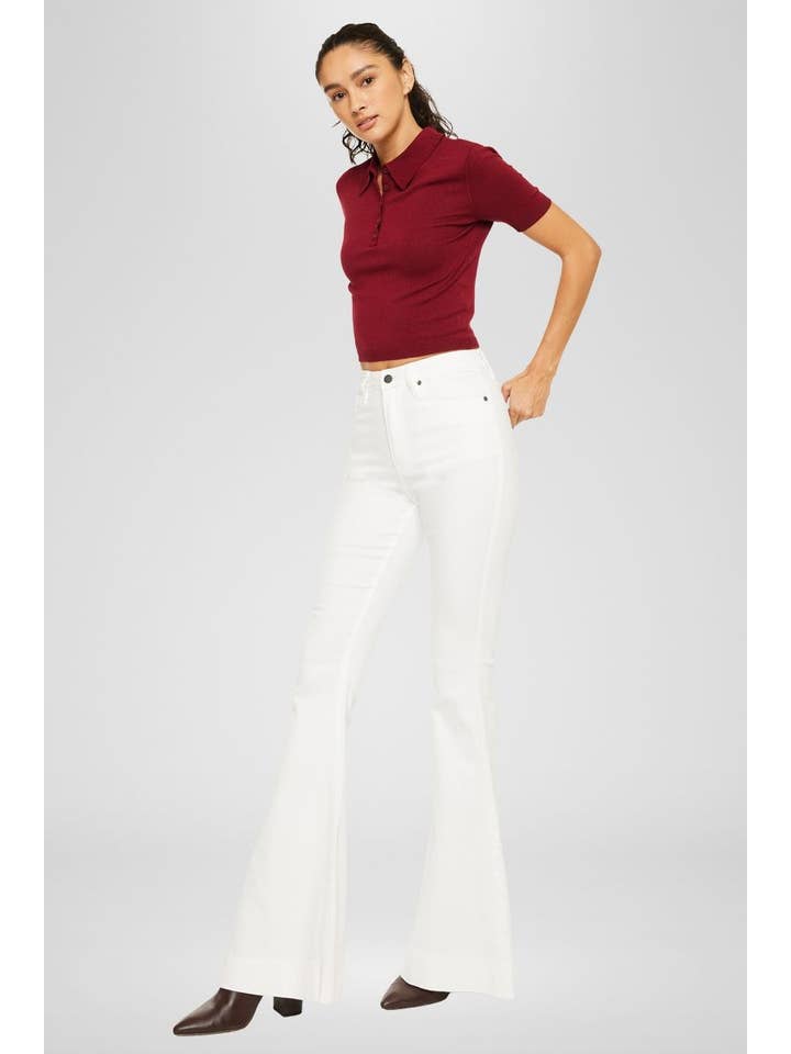 WHITE OPEN PACK WHIE HIGH RISE SUPER FLARE JEANS-KC11243WT for wholesale on Faire4
