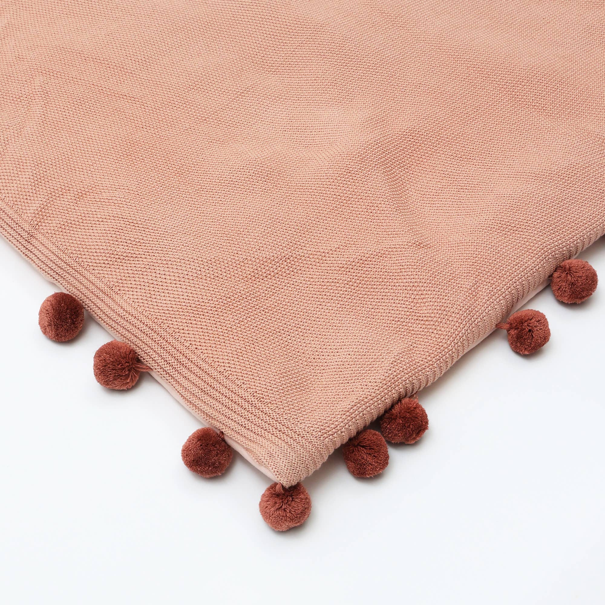 Bambini – wholesale Play mat – Kids & baby – Cotton Knitted Playmat with Pom Pom (Dusty Pink) | 30"X39"5