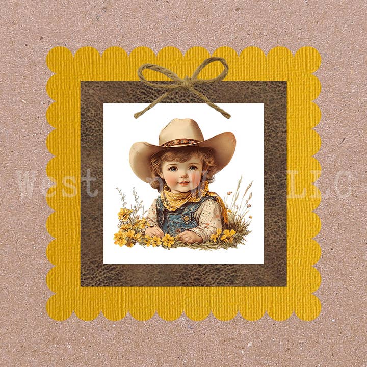 Western Wits - Wholesale Baby Card - Little Cowgirl Yellow - Greeting Card