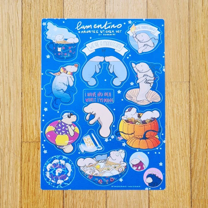 Tostoini - Wholesale Sticker - Manatee Sticker Set A5 sheet 100% cotton0