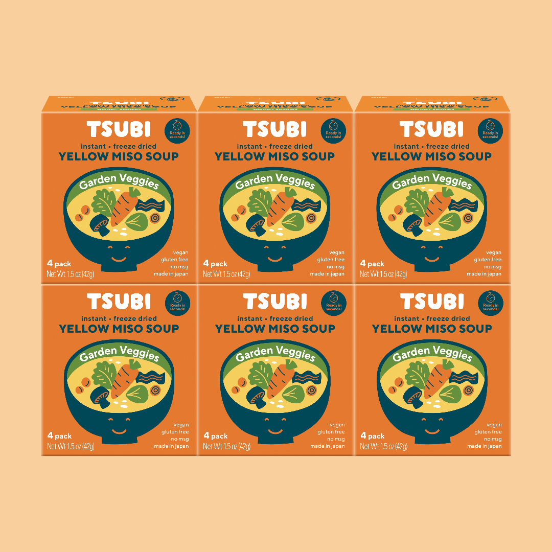 TSUBI Soup - Wholesale Soup - Case of 6 - Yellow Miso with Garden Veggies 4 Pack 1