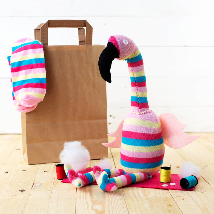 Sock Flamingo Craft Kit for wholesale by Sock Creatures