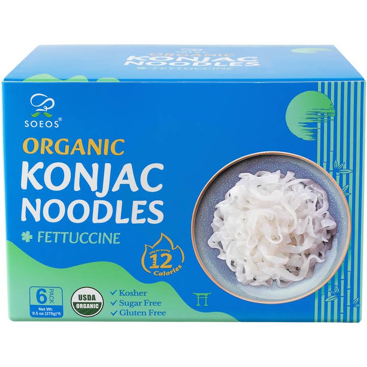 Soeos Organic Konjac Fettuccine Noodles, 9.5 oz (270g)*6 for wholesale by soeos