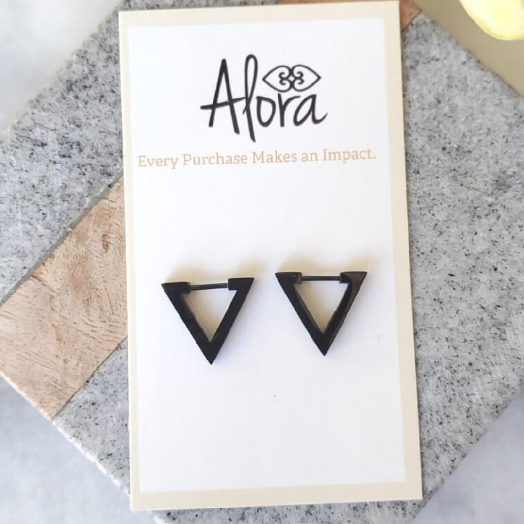 Alora Boutique Inc. - Wholesale Huggie Earrings - Kelly | Simple Triangle Huggie Hoop Earrings3