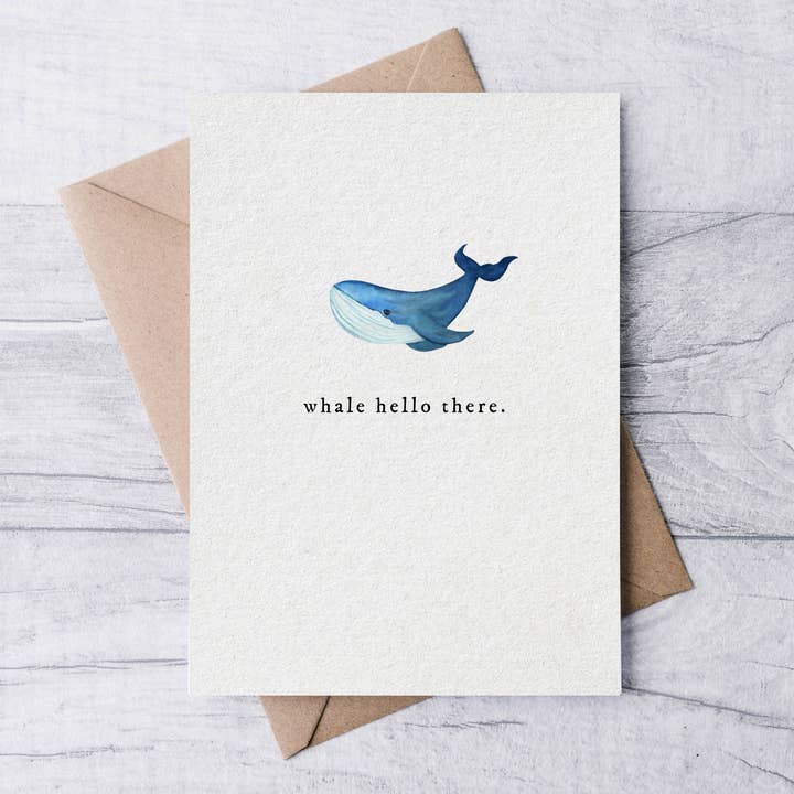 whale hello there greeting card for wholesale by la nouille studio