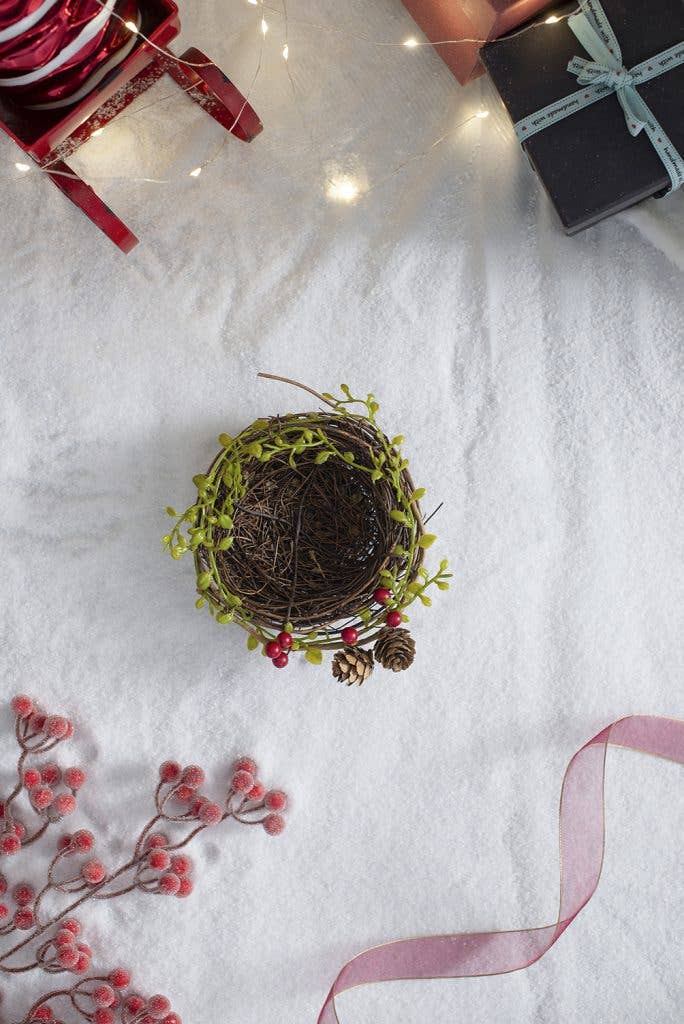 A&B Home Group Inc. - Wholesale Ornament - D4.5" Bird Nest - Brown/Green3