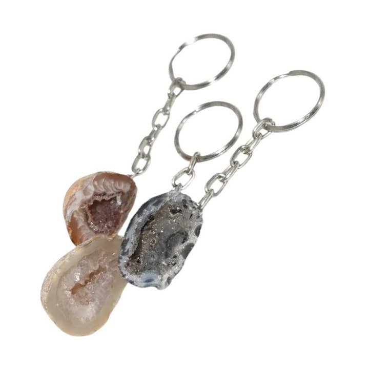 Keychain - Raw Agate Geode for wholesale by Earths Elements Wholesale