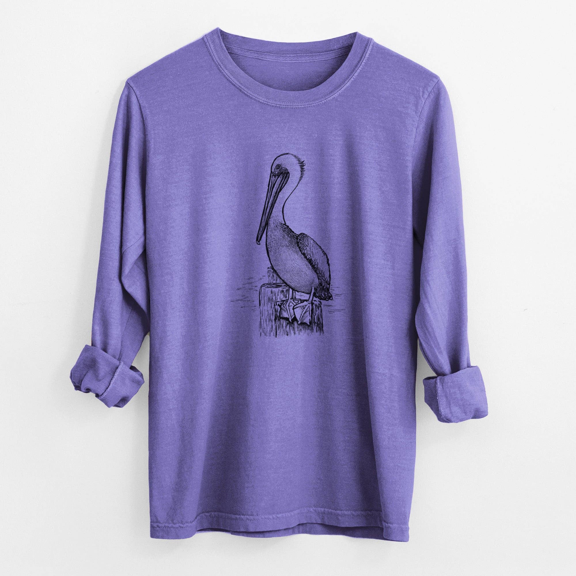 Because Tees - Wholesale Screen Printed T-Shirt - Unisex - Pelecanus occidentalis - Brown Pelican - Heavyweight 100% Cotton Long Sleeve7