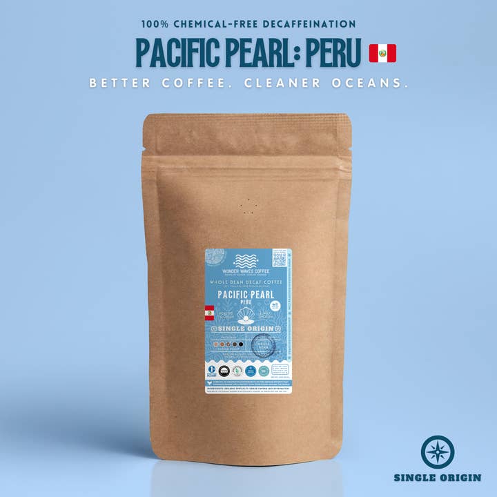 Wonder Waves Coffee - Wholesale Coffee Beans - Peru Decaf Single-Origin Specialty Coffee (Medium)