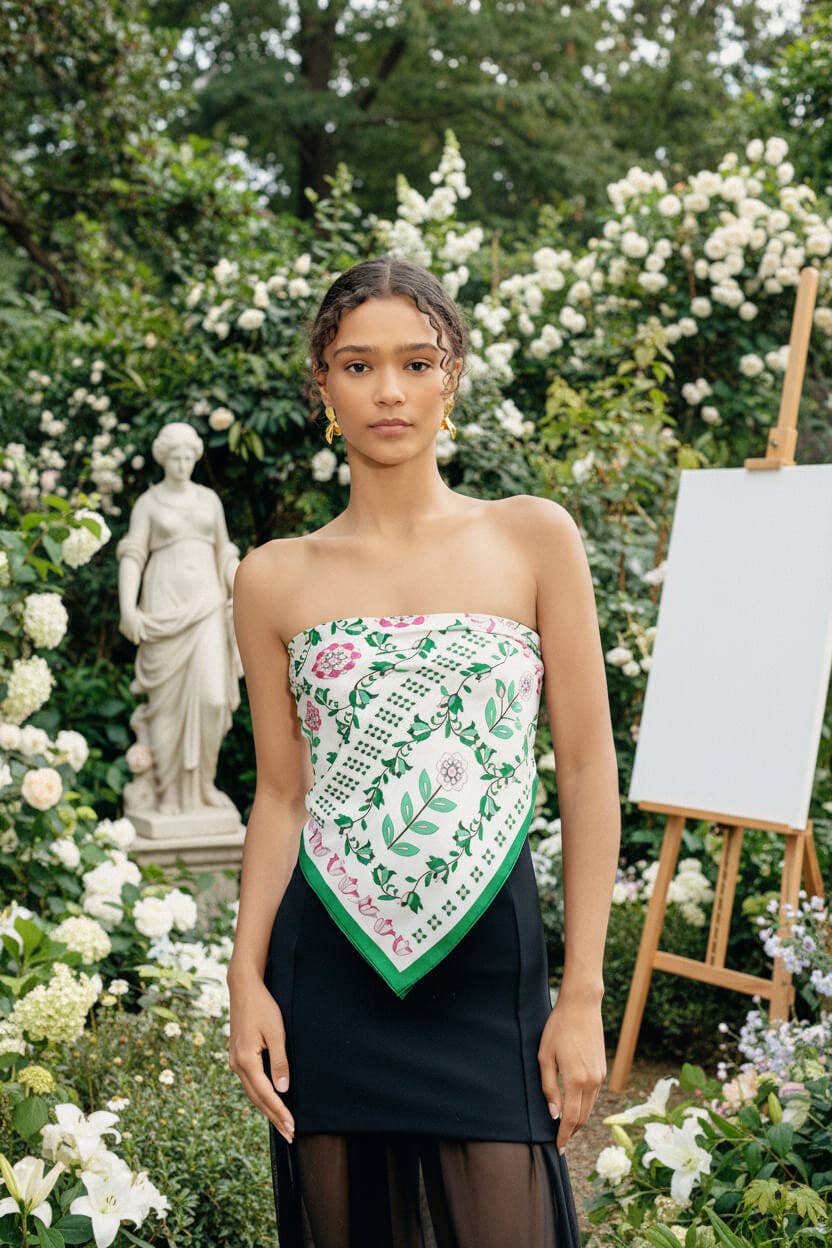 Jessie Zhao New York – wholesale Scarf – Women's – Ivy Parterre Double Sided Silk Scarf3