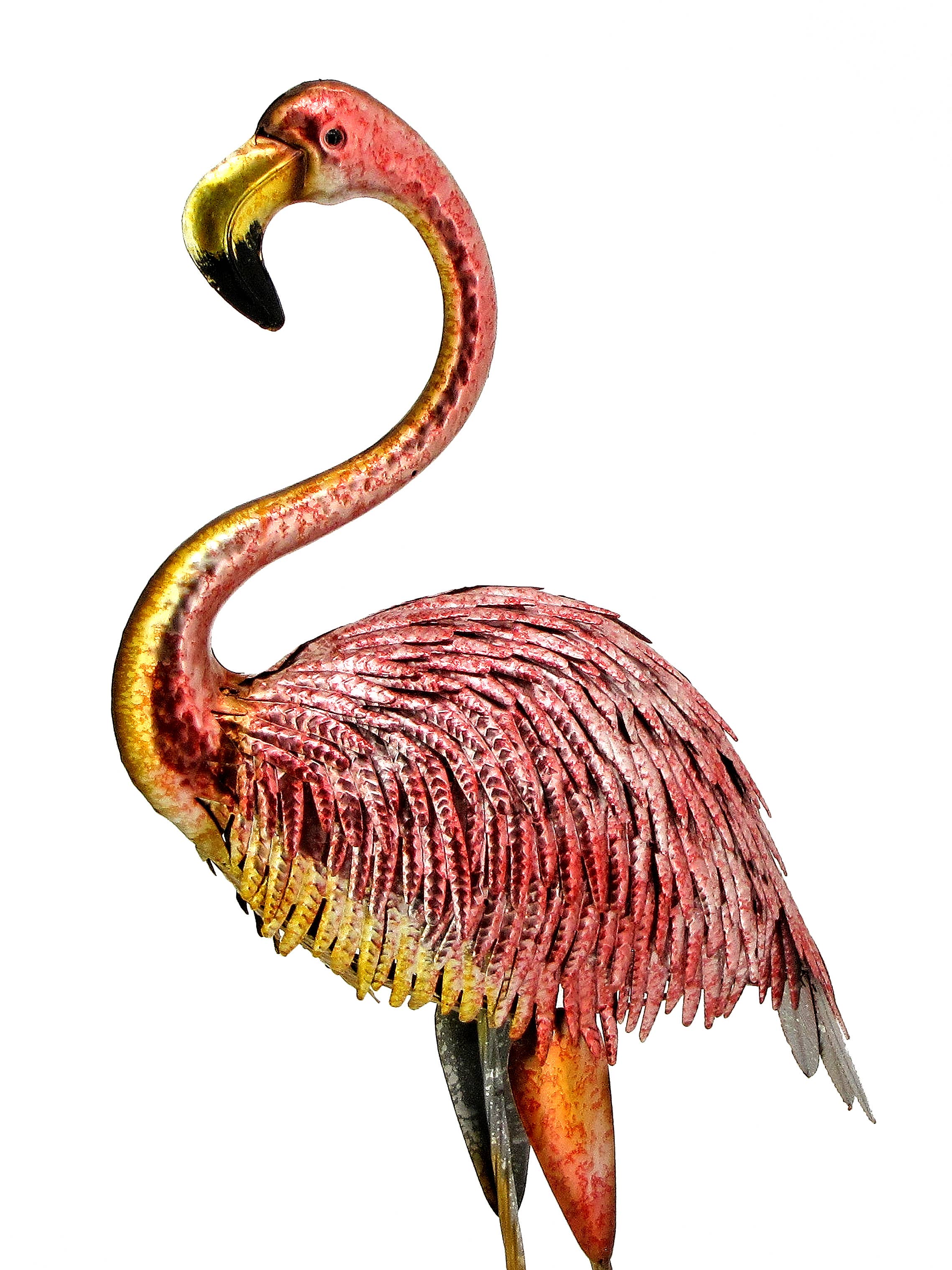 Zaer Ltd. International - Vente Bibelots/décorations d'extérieur - Décorations d'extérieur en forme de flamant rose métallisé en fer de 42 po de haut8