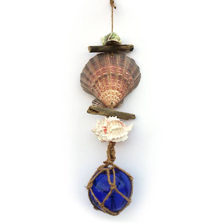 California Seashell Company - Wholesale Mobile - Driftwood Garland with 4" Nautical Glass Float - Short1