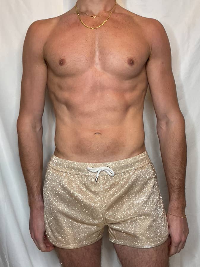 CTS Glitter Schwimm-Club-Shorts - Champagner für den Großhandel von Chris Turk Swim