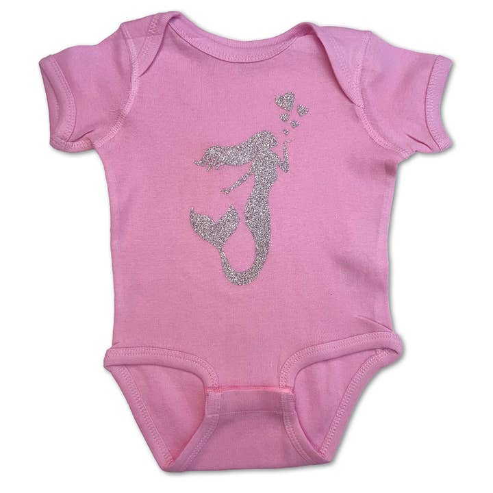 Sol Baby Silber Glitzer Funkel Meerjungfrau Rosa Baby-Body für den Großhandel von Sol Baby