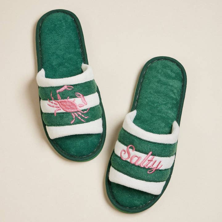 Frem - Wholesale Slides - Women's - Salty Crab Embroidered Terry Poolside Slides