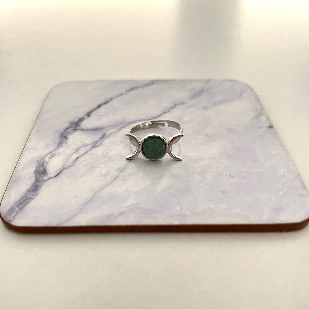 VIE – wholesale Single stone/solitaire ring – Adjustable Triple Moon Ring with 0.5cm Gemstone38