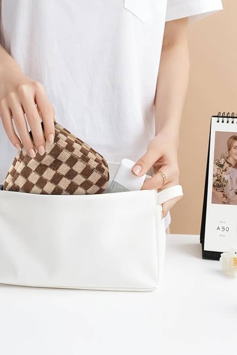 42POPS - Wholesale Makeup/Cosmetic Bag - ,,,, SI-26666 Mini Checkered Makeup Cosmetic Travel Case6