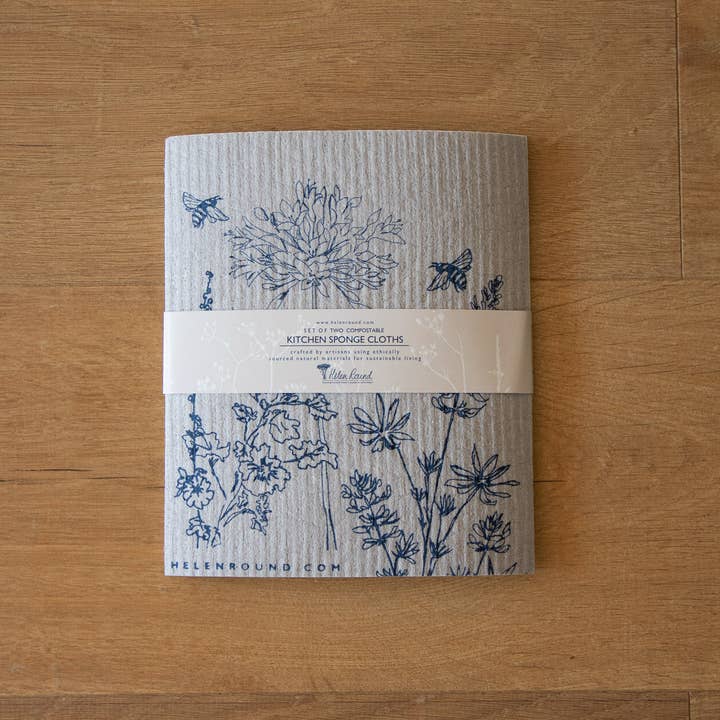 Helen Round - hand printed linen and bamboo wellness - Wholesale Dishcloth - Kitchen Cloths, Set Of 2 Household Sponges, Swedish Cloths16