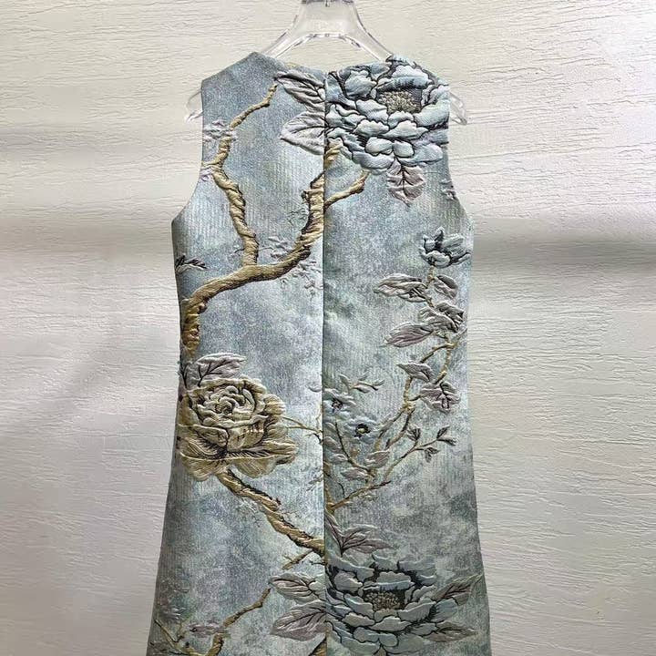 Productseeker - Wholesale Dress - Women's - DR940Y 2025 Elegant Beaded Jacquard Sleeveless A-Line Dress12