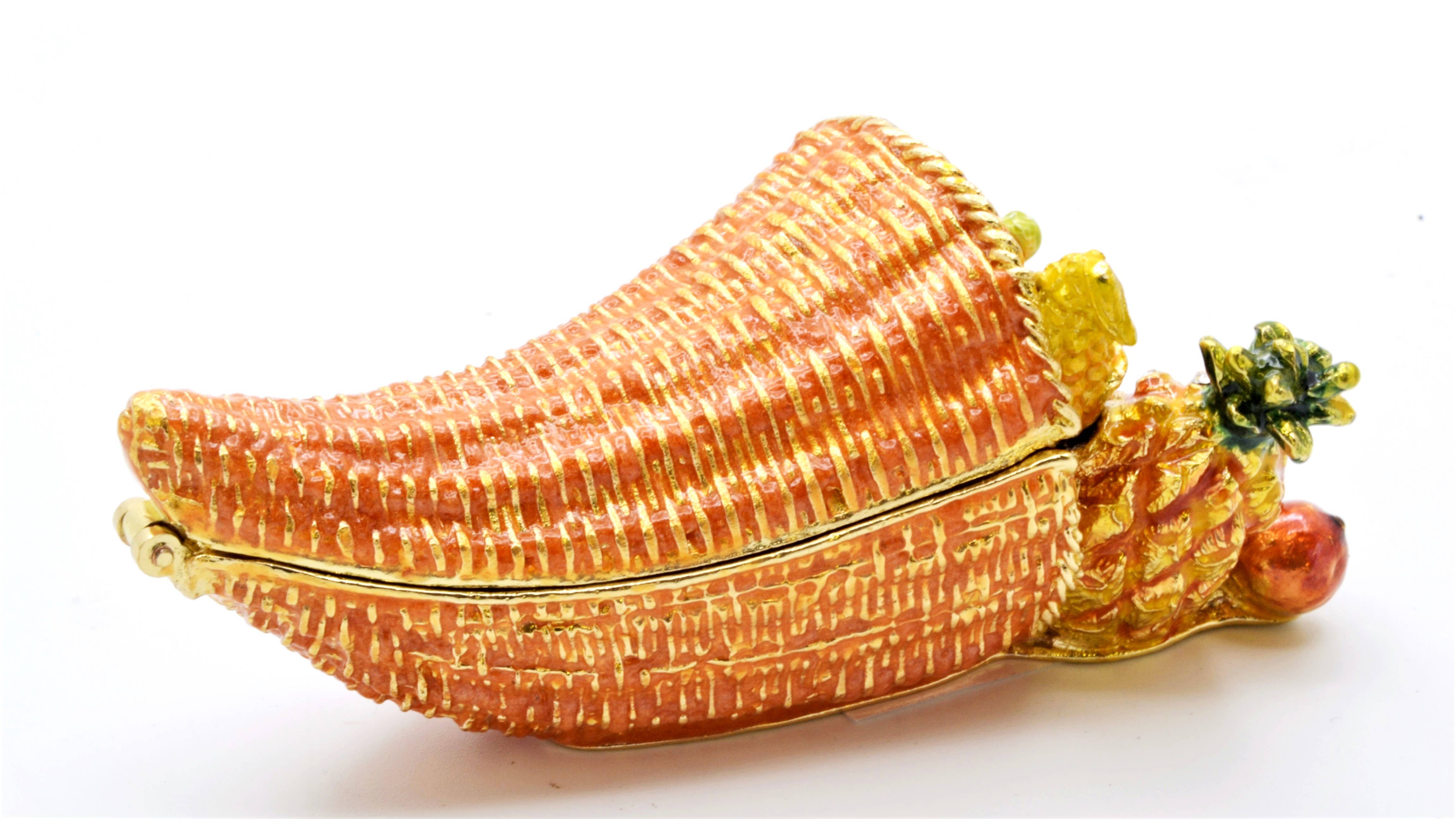 Ciel Collectables - Wholesale Jewelry Box/Organizer - Hand Crafted Cornucopia Trinket Box. Colorful Enamel2