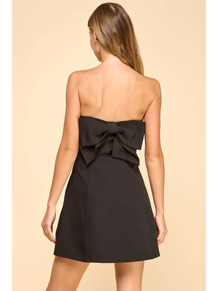 TCEC - Wholesale Dress - Women's - CD05295-Strapless Tailored Fit and Flare Bow Detail Dress