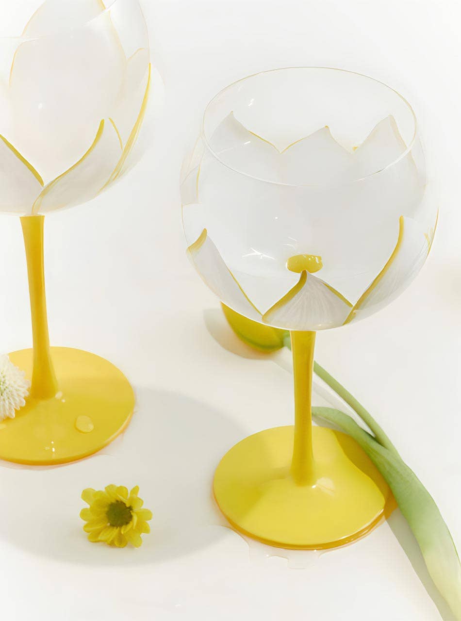 TUTU Home - Vendita all'ingrosso Bicchieri da vino - Bicchiere di cristallo verde dipinto a mano "Tulipe"6