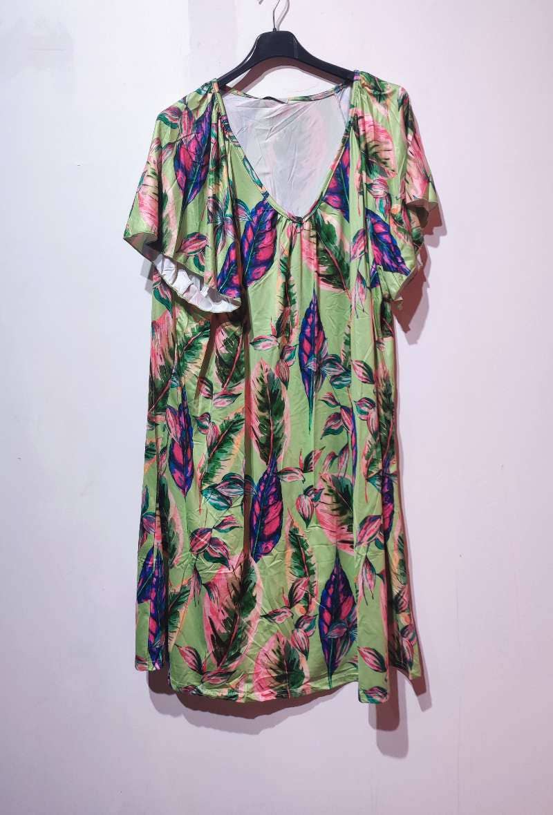 Pomelo paris – Vestido - Mulher por atacado – Vestido Pomelo Paris CN X151 com manga curta e estampa de folhas4