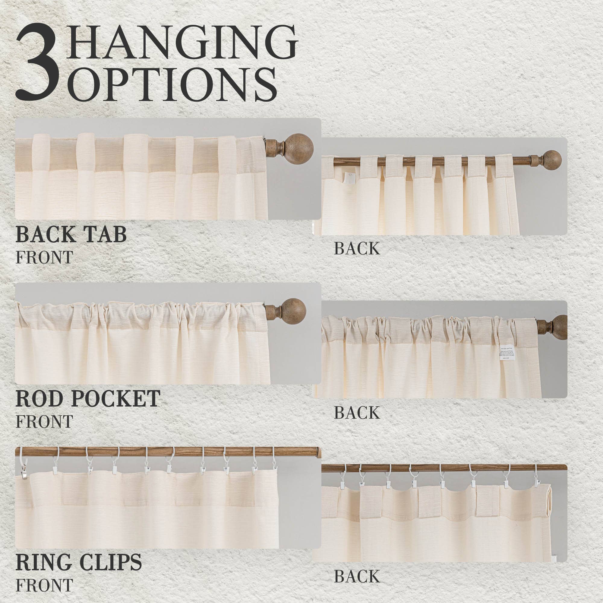 Awesome Home - Wholesale Curtain - Cotton Blend Light Filtering Back Tab Curtains (2 Panels)10