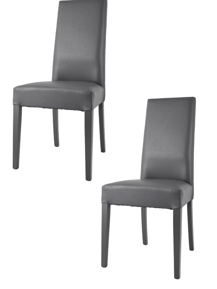 Glory træstole betrukket med mørkegrå imiteret læder for engroshandel hos Tommychairs